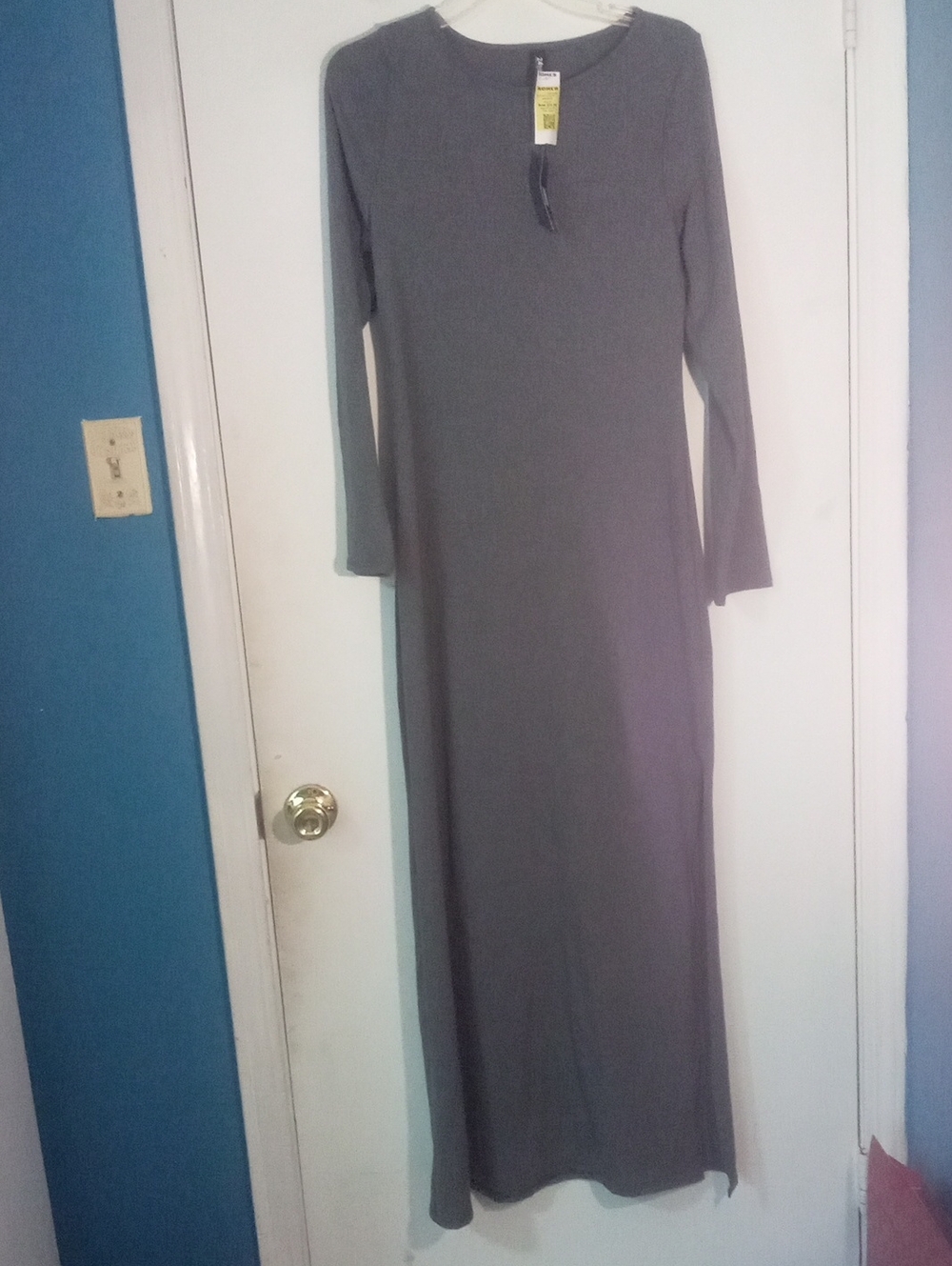 24Seven Long Sleeve Maxi Sleep Lounge Dress Large NWT $46.99 Gray